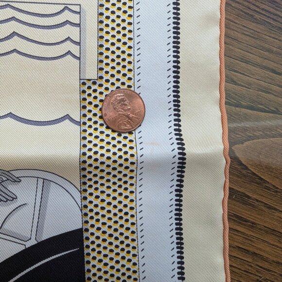 HERMES L'Elegance et le Confort en Automobile 70 cm Cream Silk Square Scarf RARE - Picture 12 of 16